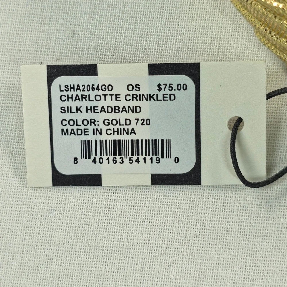 Lele Sadoughi Women Charlotte Crinkled Silk Headband OS Gold Luxury Feminine NWT